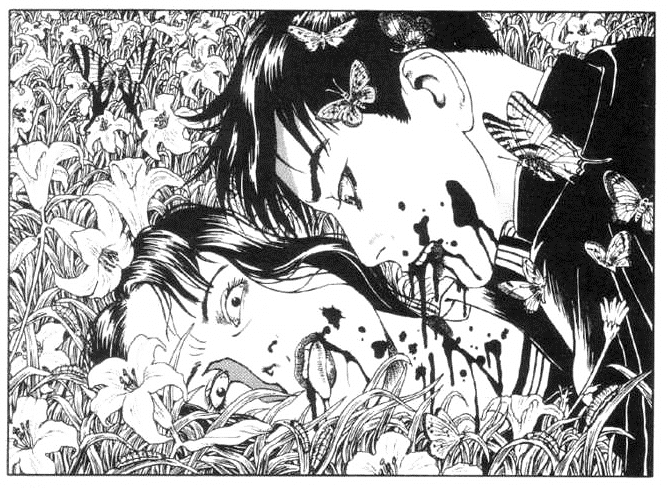 Viñeta de Warau Kyūketsuki, de Suehiro Maruo, 1999