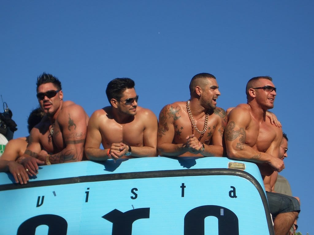 Ricardo at the stop bus of the gay magazine Zero (Madrid, 2002)