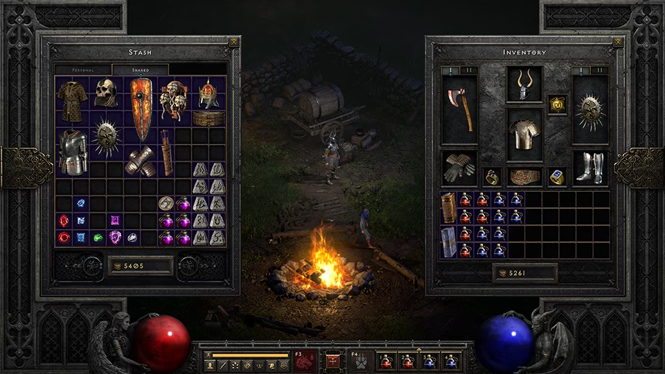 El manejo de inventario de Diablo II: Resurrected