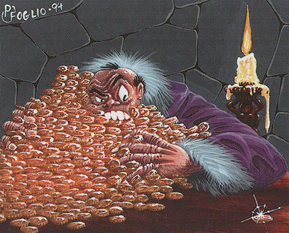 Arte clásico de Greed, del set Legends (1994), ilustrado por Phil Foglio