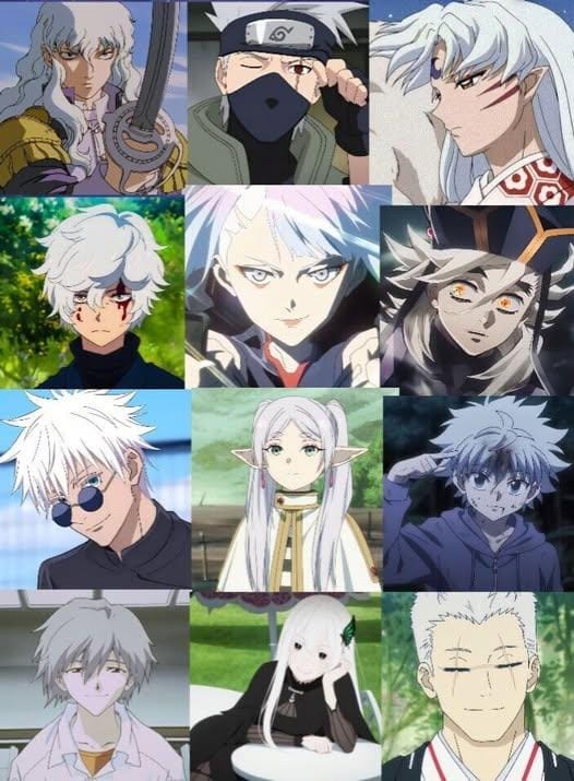 Personajes animé con pelo blanco