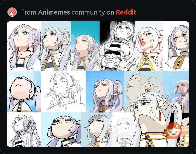 Bocetos de Frieren en Reddit 